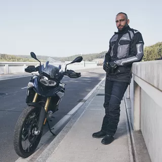 W-TEC Burdys Evo Herren-Motorradjacke - schwarz-grau-rot