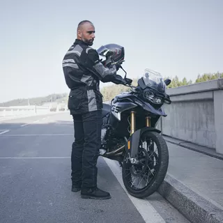 W-TEC Burdys Evo Herren-Motorradjacke - schwarz-grau-rot