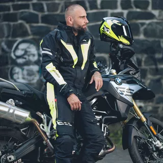 W-TEC Brandon Herren Motorradjacke - schwarz-grau-orange