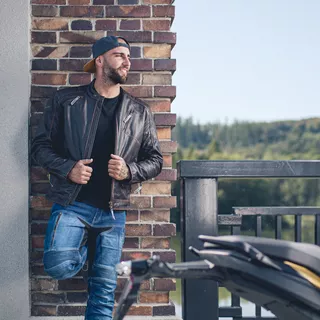 Leder Motorrad Jacke W-TEC Embracer - Vintage Dark Brown