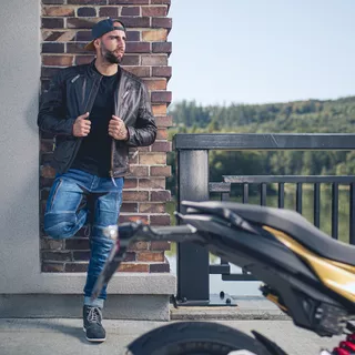 Leder Motorrad Jacke W-TEC Embracer - Vintage Dark Brown