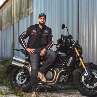 W-TEC Jawo Herren Textiljacke - schwarz mit rot-weißem Streifen