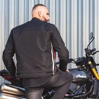 W-TEC Jawo Herren Textiljacke - schwarz mit rot-weißem Streifen