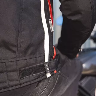 W-TEC Jawo Herren Textiljacke - schwarz mit rot-weißem Streifen