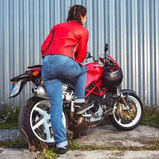W-TEC Lustipa Damen Motorradjeans - blau