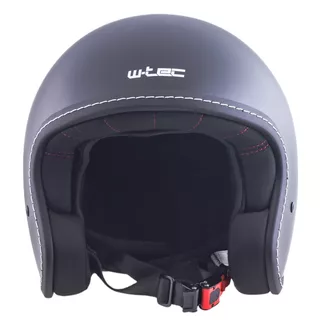 W-TEC Badachos Chopper-Helm mit Steamrust-Schutzbrille - mattschwarz