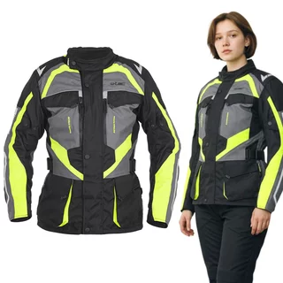 W-TEC Radana Damen-Motorradjacke - schwarz-grau-grün