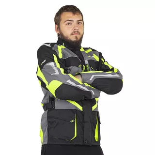 W-TEC Burdys Evo Herren-Motorradjacke - schwarz-grau-rot