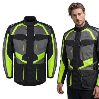 W-TEC Burdys Evo Herren-Motorradjacke - schwarz-grau-grün