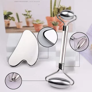 Massage Metall Set Gesichtsrolle und Gua Sha inSPORTline Comesta Set