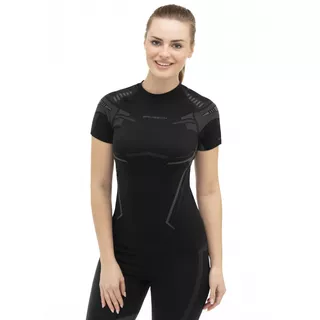 Brubeck Dry Kurzarm Funktions-T-Shirt für Frauen - Schwarz/Fuchsia