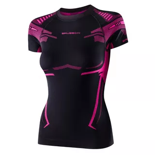 Brubeck Dry Kurzarm Funktions-T-Shirt für Frauen - Schwarz/Fuchsia