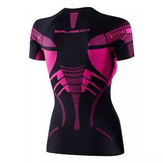 Brubeck Dry Kurzarm Funktions-T-Shirt für Frauen - Schwarz/Fuchsia