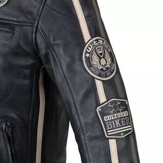 W-TEC Makso Herren Lederjacke - schwarz mit Patches