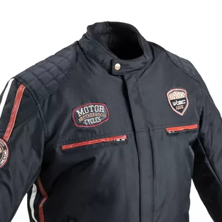 W-TEC Jawo Herren Textiljacke - schwarz mit rot-weißem Streifen