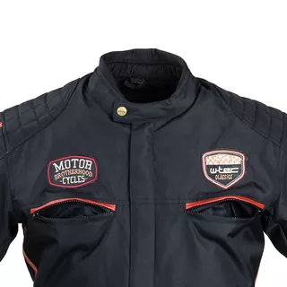 W-TEC Jawo Herren Textiljacke - schwarz mit rot-weißem Streifen
