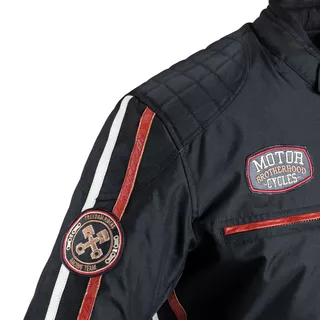 W-TEC Jawo Herren Textiljacke - schwarz mit rot-weißem Streifen