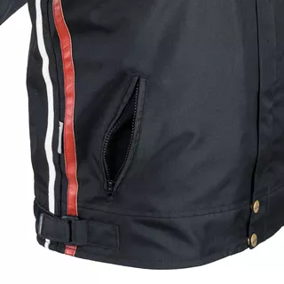 W-TEC Jawo Herren Textiljacke - schwarz mit rot-weißem Streifen