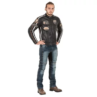 W-TEC Sheawen Herren-Leder-Motorradjacke - schwarz
