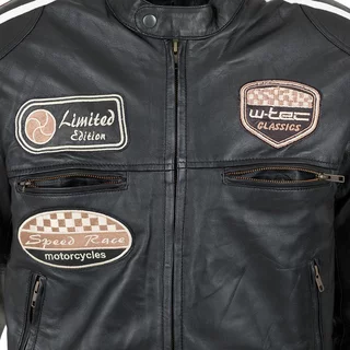 W-TEC Sheawen Herren-Leder-Motorradjacke - schwarz