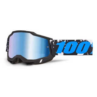 Motocross-Brille 100% Accuri 2 Mirror - Mifflin tmavě modrá, zrcadlové plexi - Callisto černá, zrcadlové plexi