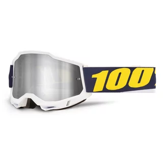 Motocross-Brille 100% Accuri 2 Mirror - Mifflin tmavě modrá, zrcadlové plexi - Torc bílá, zrcadlové plexi