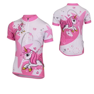 Kinder-Radtrikot Etape Rio - bílá/růžová (jednorožec)