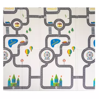 Faltbare Kindermatte inSPORTline Michlino 150x180x1,2 cm - Safari/Silnice