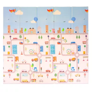 Faltbare Kindermatte inSPORTline Michlino 150x180x1,2 cm - Safari/Silnice