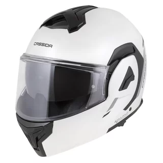 Cassida MultiFlip Solid P/J Klapp-Motorradhelm - bílá perleť/černá