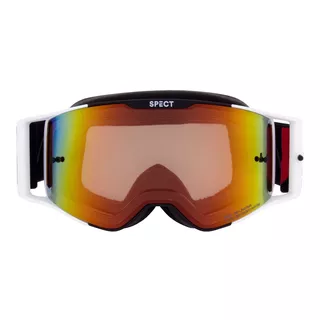 RedBull Spect Torp Motocrossbrille, schwarz/weiß matt, rot verspiegeltes Plexiglas