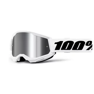 Motocross-Brille für Kinder 100 % Strata 2 Junior Mirror - White, stříbrné plexi