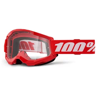 100% Strata 2 Youth Motocross-Schutzbrille für Kinder - rotes, klares Plexiglas