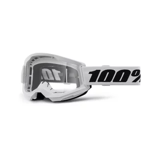 Motocrossbrille 100% Strata 2 Neu - Orange, čiré plexi - White bílá, čiré plexi
