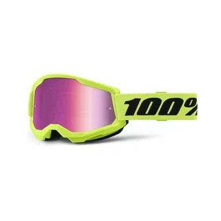 Motocrossbrille 100% Strata 2 New Mirror - Neon žluté, růžové plexi - Neon žluté, růžové plexi
