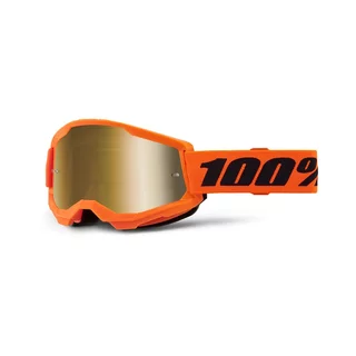 Motocrossbrille 100% Strata 2 New Mirror - Neon žluté, růžové plexi - Oranžové, zlaté plexi