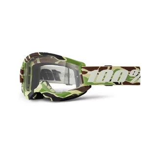 Motocrossbrille 100% Strata 2 Neu - Orange, čiré plexi - War camo, čiré plexi
