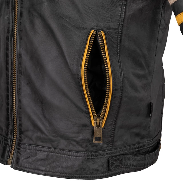 Herren Leder Motorradjacke W-TEC Traction - schwarz