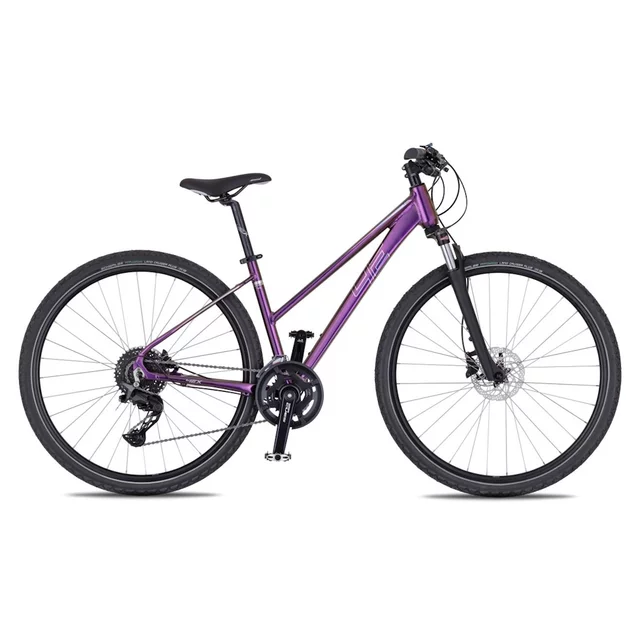 Damen-Crossrad 4EVER Pulse Disc 28'' – Modell 2026 - matt black/rose gold - purple/hologram