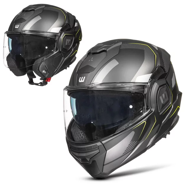 W-TEC Zoroz P/J klappbarer Motorradhelm - Glossy Tricolor - Matt Black-Fluo Yellow