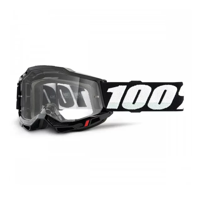 Motocross-Brille für Kinder 100 % Accuri 2 Junior - fluo zelená, čiré plexi - schwarzes, klares Plexiglas