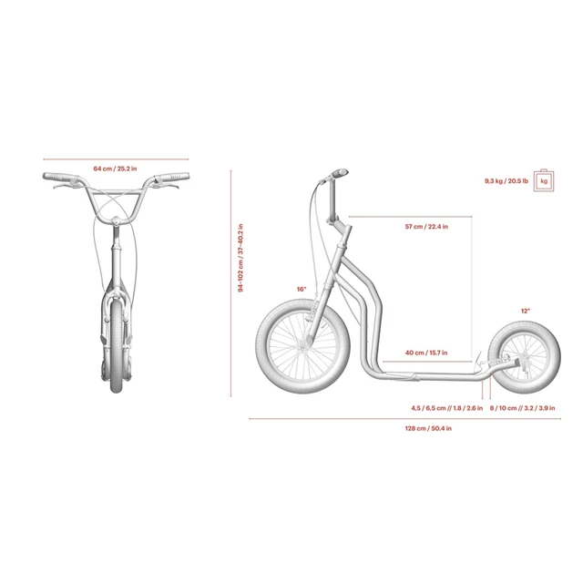 Scooter Yedoo Three 16/12" - schwarz