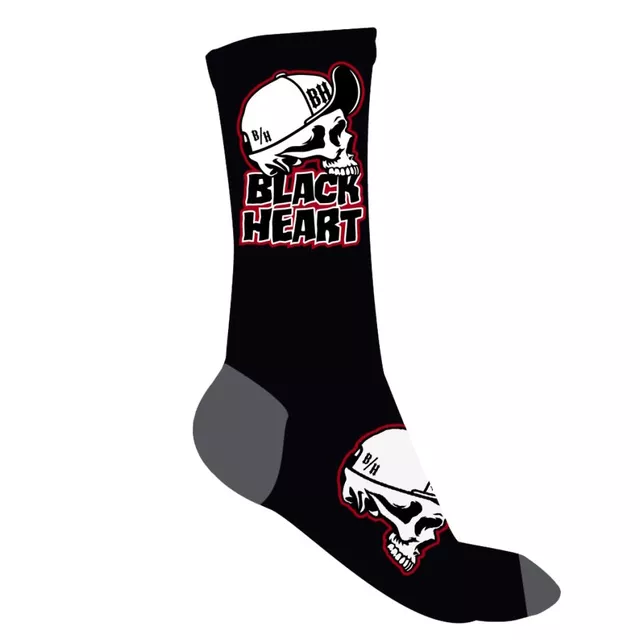 BLACK HEART Cap Skull Socken - rot-schwarz - grau-schwarz
