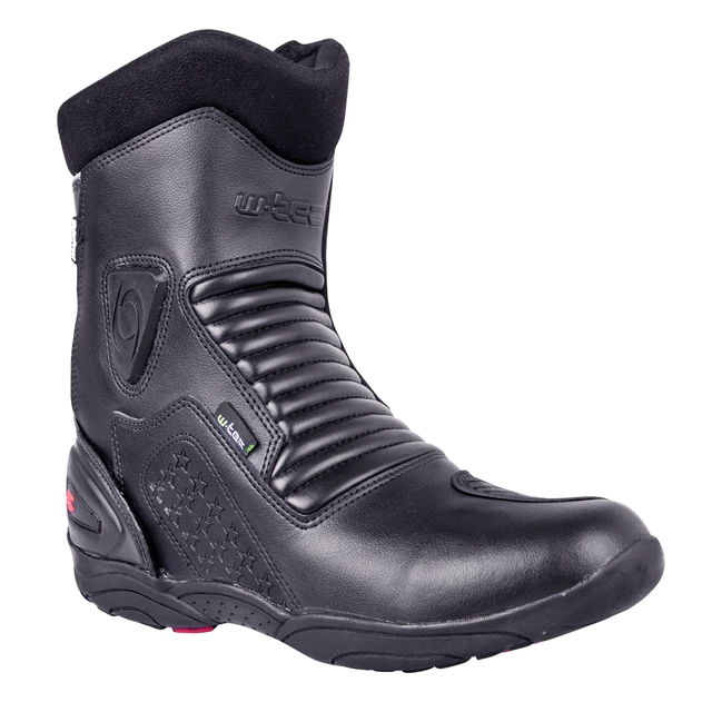 W-TEC NF-6052 Leder-Motorradstiefel - schwarz - schwarz
