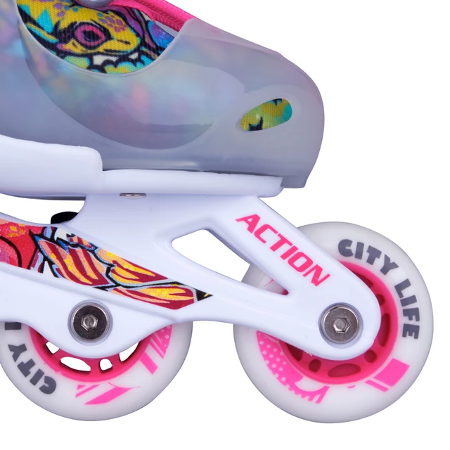 Action Doly Kinder Inline-Skates mit leuchtenden Rollen , verstellbar - rosa