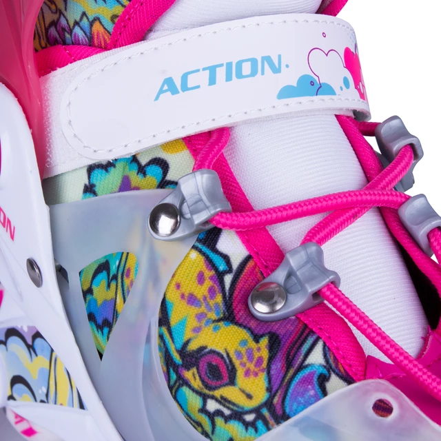 Action Doly Kinder Inline-Skates mit leuchtenden Rollen , verstellbar - rosa