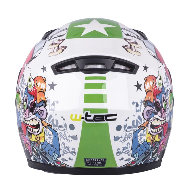 W-TEC FS-815G Tagger Green Kinderintegralhelm - weiss-grün mit Graphik