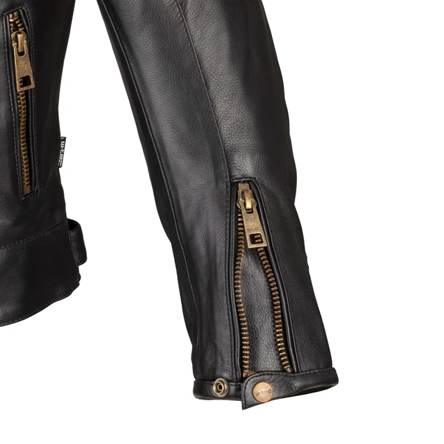 Herren Leder Motorradjacke W-TEC Stripe - schwarz mit beigen Streifen