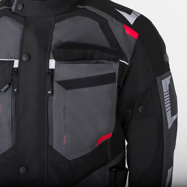 W-TEC Burdys Evo Herren-Motorradjacke - schwarz-grau-grün