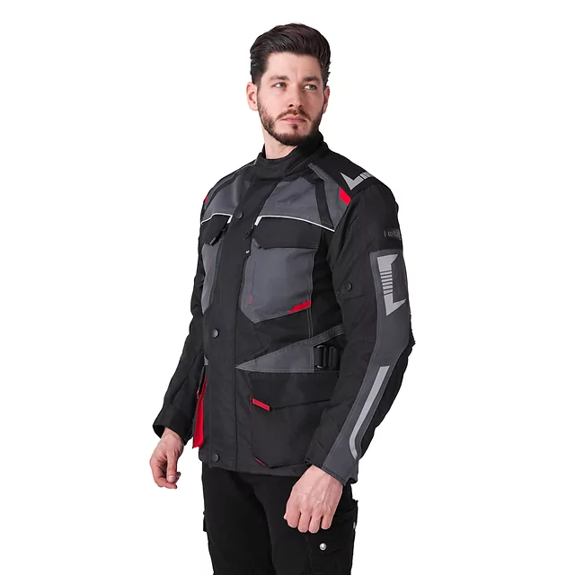 W-TEC Burdys Evo Herren-Motorradjacke - schwarz-grau-grün
